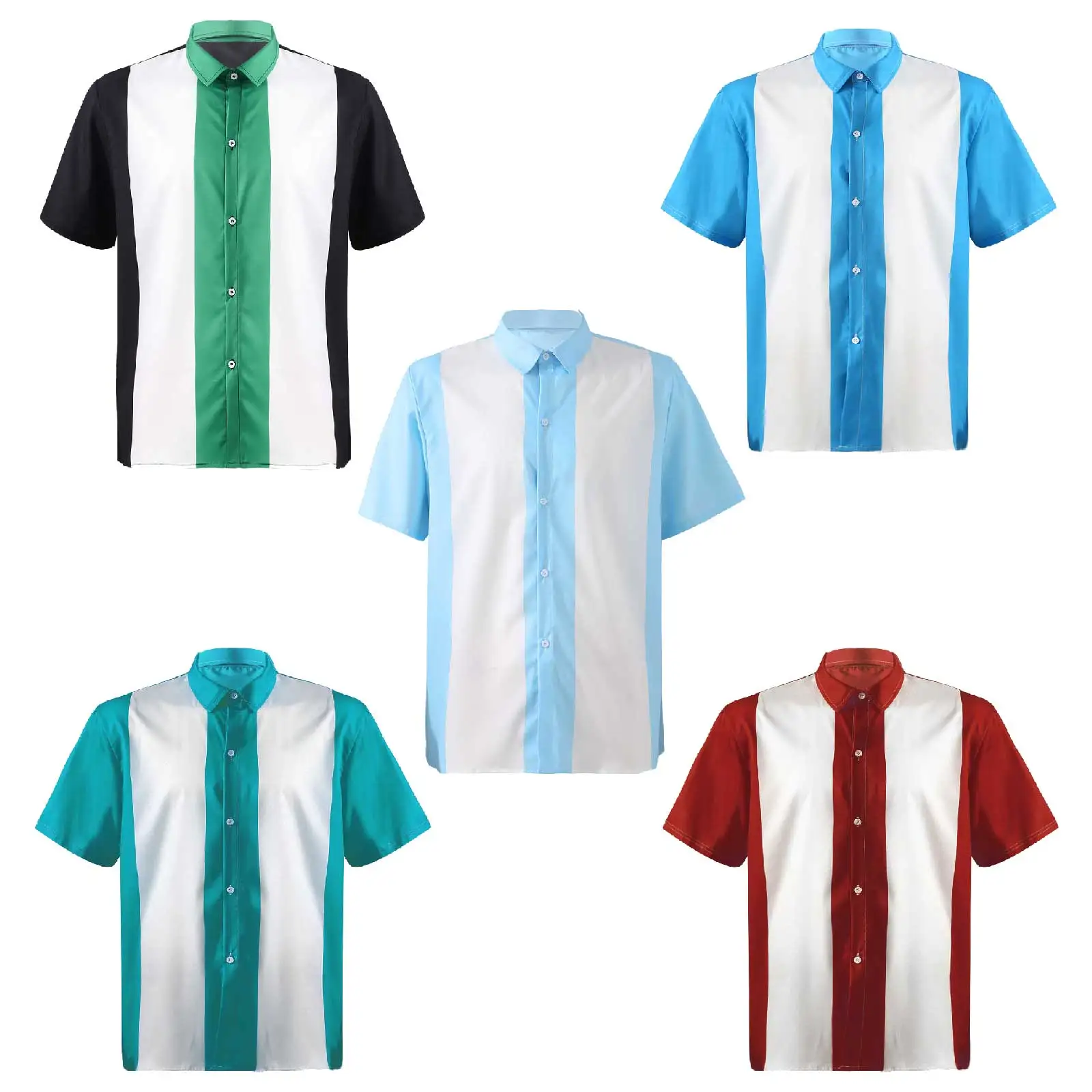 Camisa informal de manga corta para hombre, camisa Retro a rayas con cuello vuelto, traje de negocios para vacaciones, primavera y verano, # L-XXXL, novedad de 2022