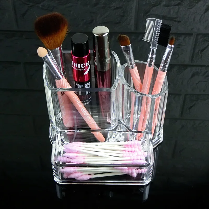 Transparent Cosmetic Brush Storage Tube Eyeliner/Eyebrow Pencil Powder Brush Storage Bucket Desktop Organizer Home Pen Holder