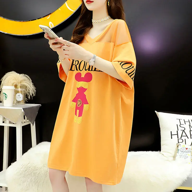 Aesthetic Fashion Women T-shirt Summer T Shirt Short Sleeve Graphic Clothes Midi Pulovers Loose Backless Aesthetic Tops Casual