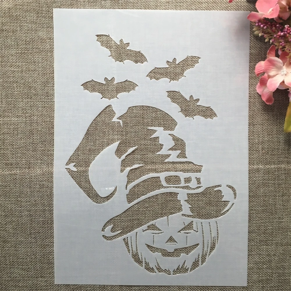 A4 29cm Halloween Boy Bat Smile DIY Layering Stencils Wall Painting Scrapbook Coloring Embossing Album Decorative Template