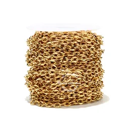 1 Meter Stainless Steel 7mm Width Gold Rolo Cable Chains Flat Lip Chain Fit for DIY Jewelry Making Supplies