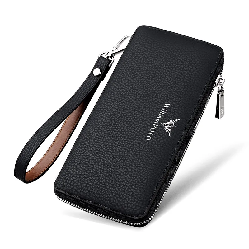 Men\'s Long Handbag Business Cowhide Large Capacity Wallet Casual Men\'s Card Bag Zipper Coin Zero Wallet