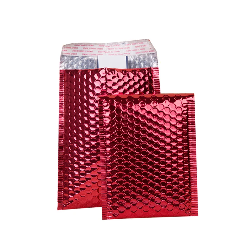 30Pcs Bright Red Bubble Bag Waterproof Shipping Bags With Bubble Shockproof Padded Envelope Business Gift Package Mailing Bag