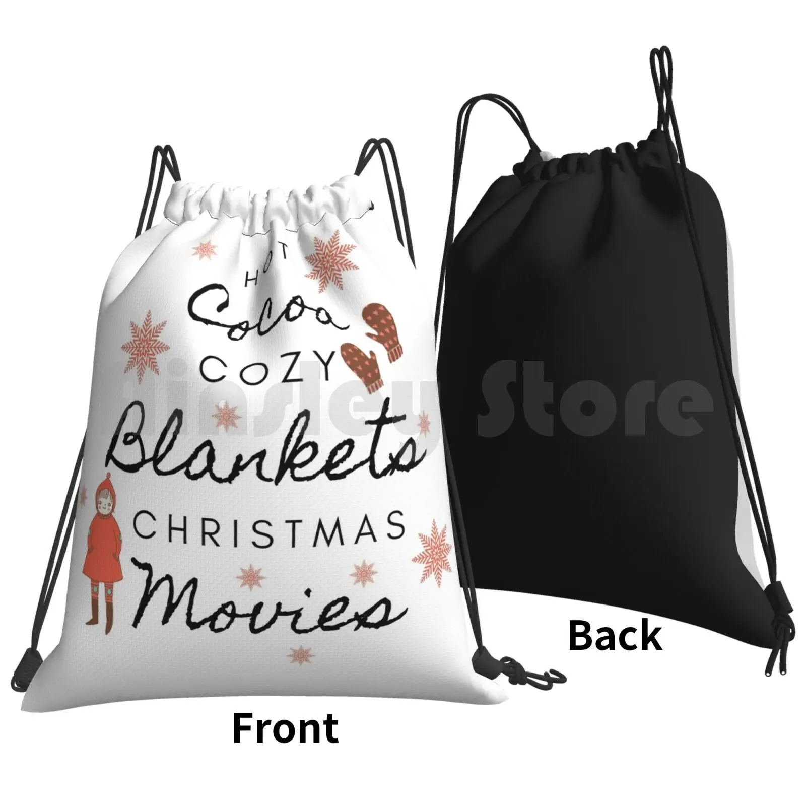 Hot Cocoa Cozy Christmas ! Backpack Drawstring Bags Gym Bag Waterproof Hot Cocoa Cozy Christmas Movies Hot Cocoa Cozy