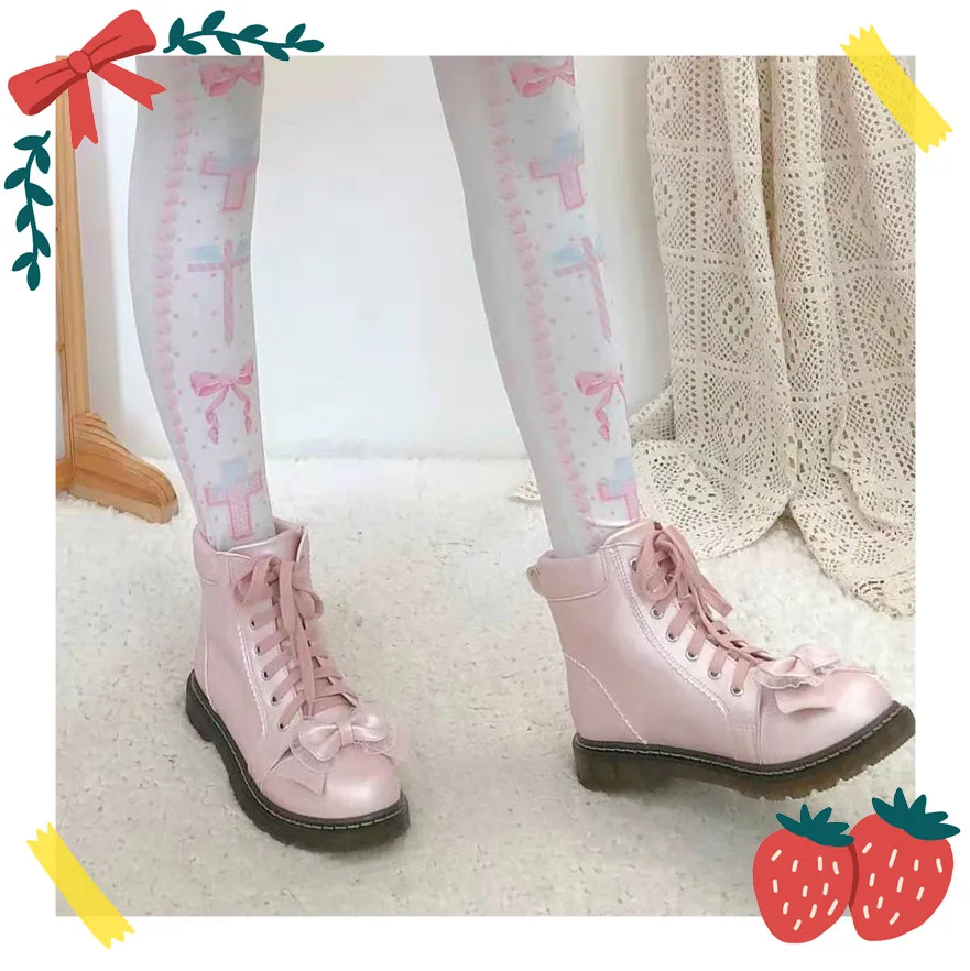 Japonês lolita martin botas plana Heel1-3cm estilo universitário retro macio menina botas de neve estudante feminino sapatos femininos kawaii menina loli