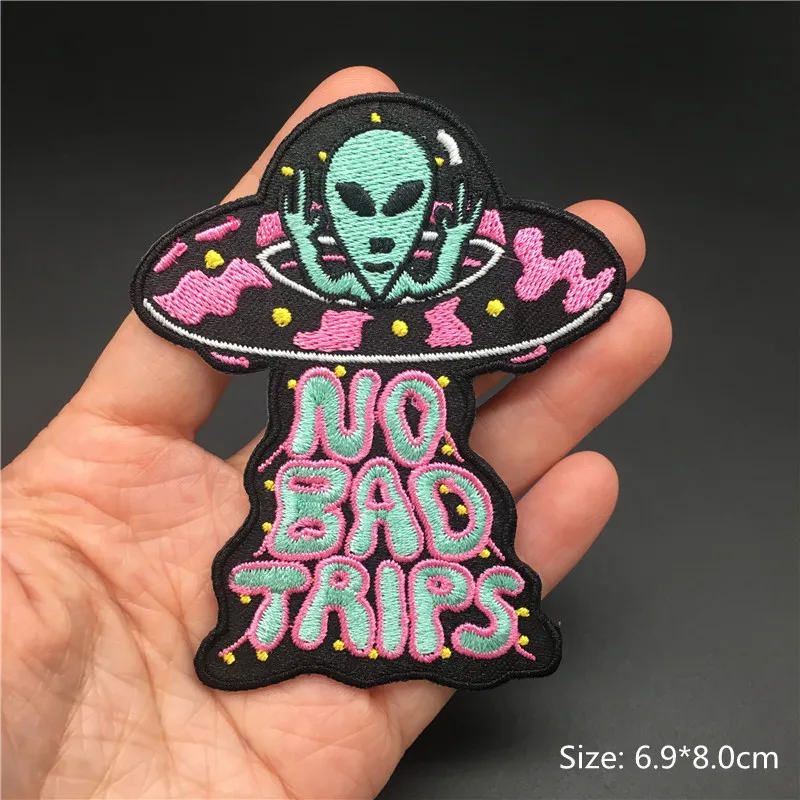 UFO Rocket Alien Patches for Clothing Stripes Appliques Embroidery Badge Sewing DIY Decoration Clothes Sticker Iron on Patch