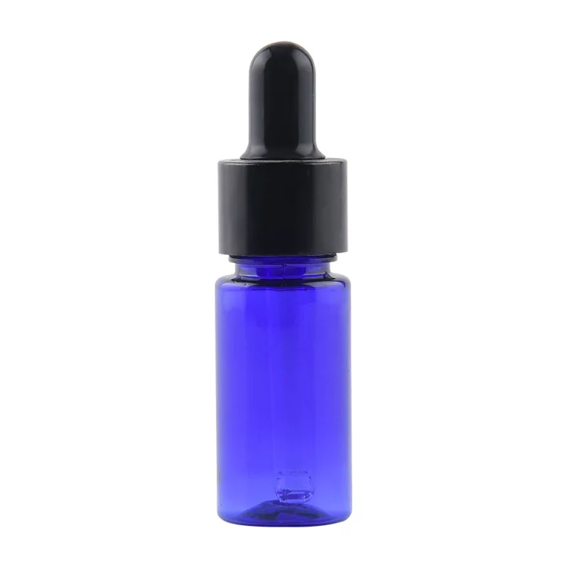 100pc/set PET Perfume Container Dropper Bottle 10ml Empty Essential Oil Bottle Blue Mini Cosmetic Sample Packaging