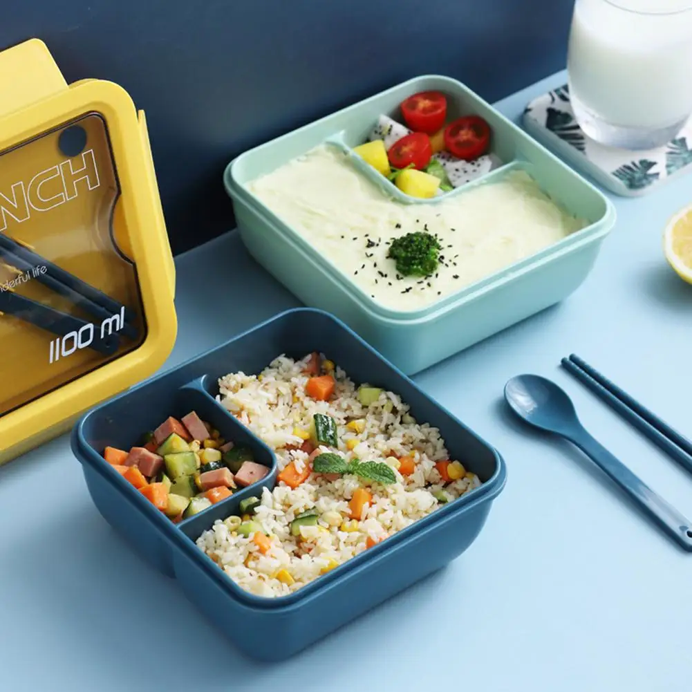 Bento Lunch Box Divided Workers Students Lunch Box With Chopsticks Spoon Leakproof Microwave Safe BPA-Free Lunch Container Box