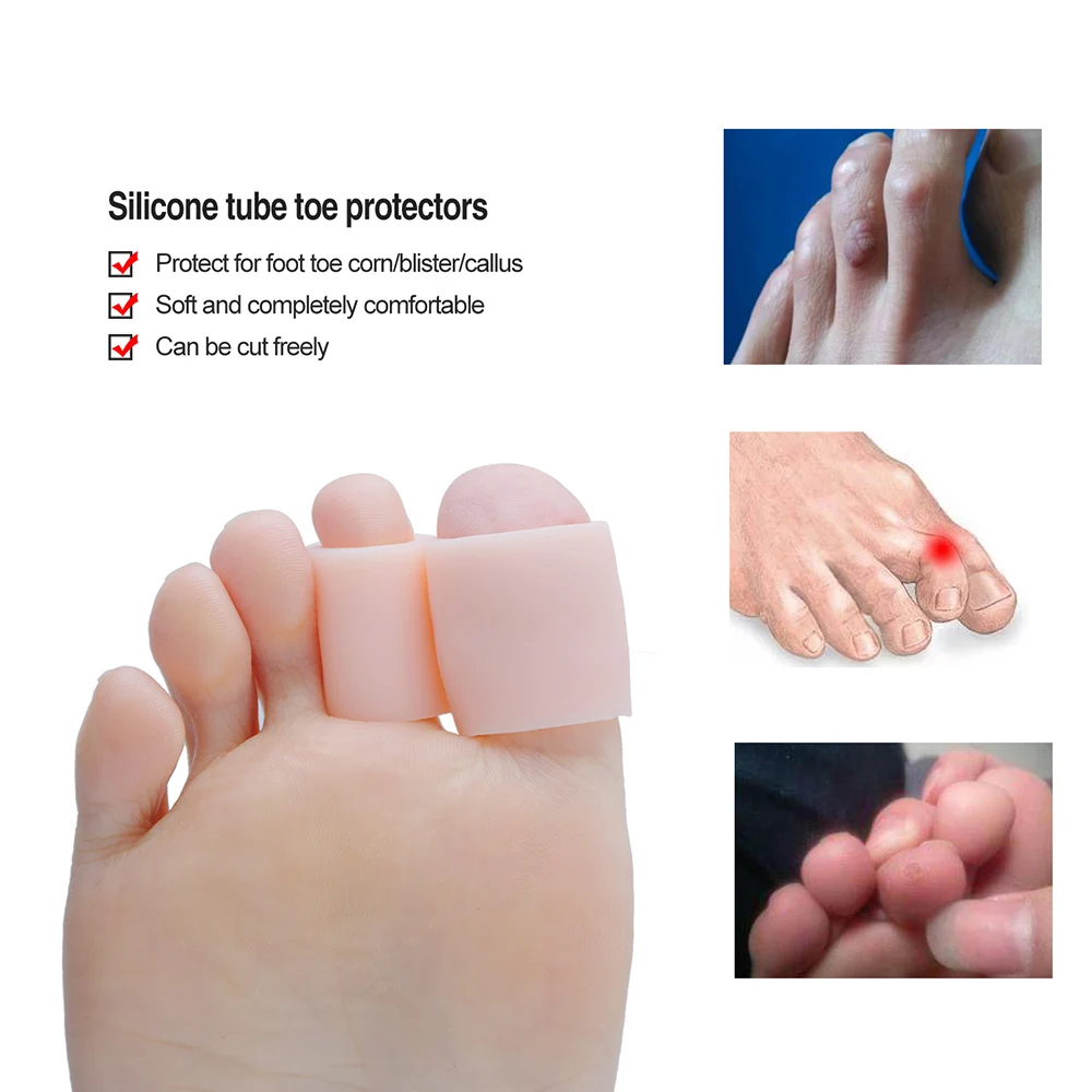 2pcs Transparent Gel Fingers Protector Corn Corrector Hammer Toe Separator Foot Suport Gel Toe Tube Separation Protection