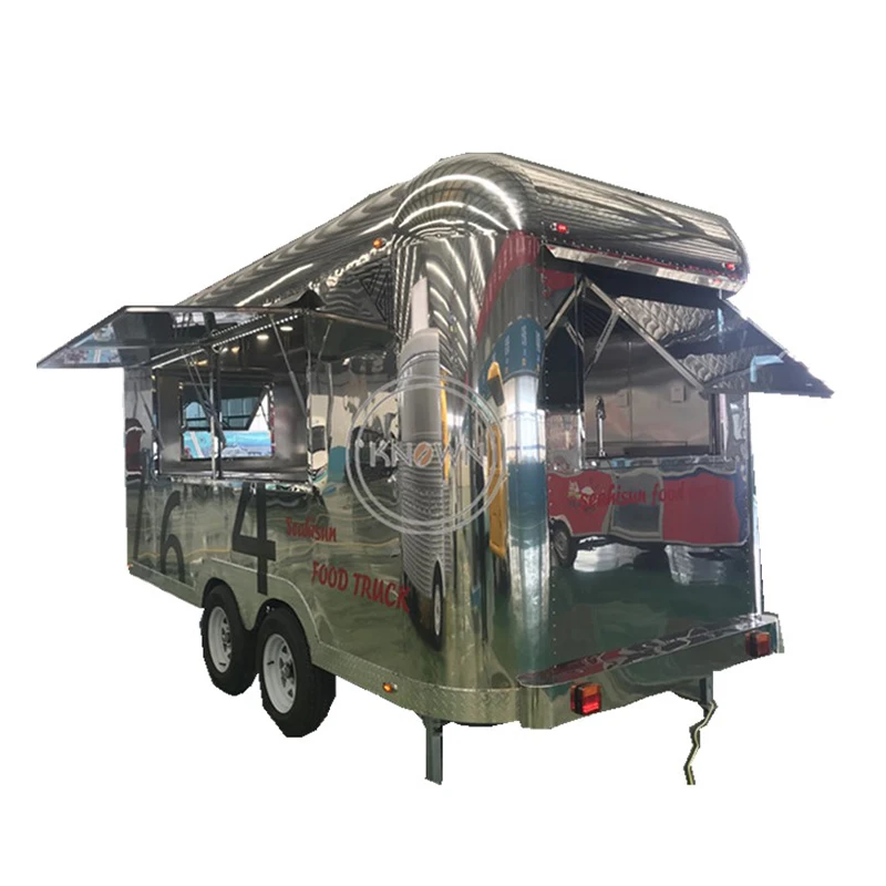 304 مواد من الستانلس ستيل في الهواء الطلق تستخدم عربة غذاء متنقلة الغذاء شاحنة مقطورة الغذاء للحصول على وجبات خفيفة للكلاب الساخنة