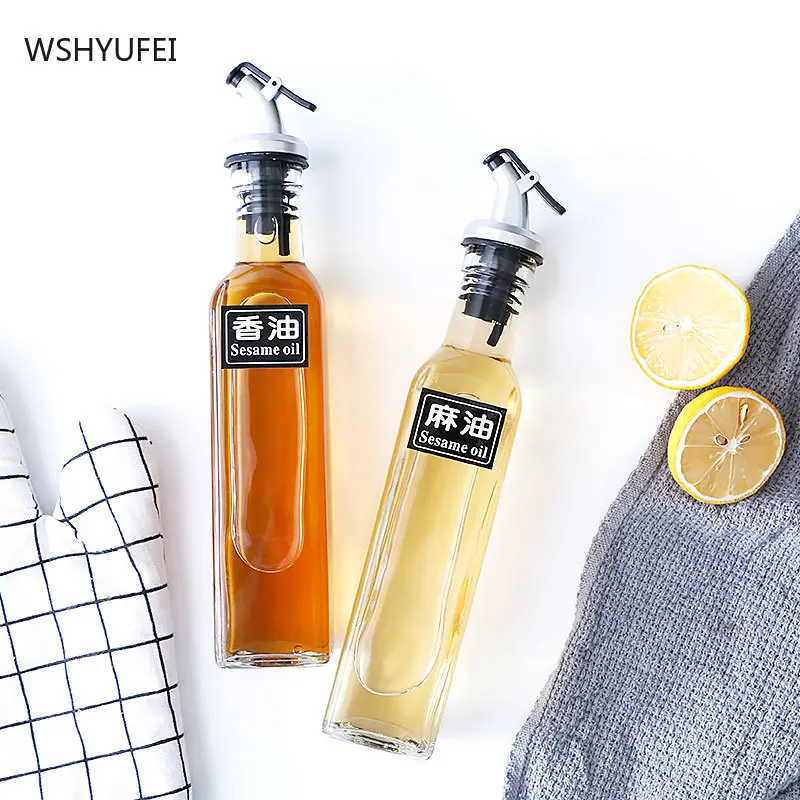 

Kitchen soy sauce smooth oil vinegar seasoning bottle set glass oil pouring leak-proof household etching small spicy wine bottle