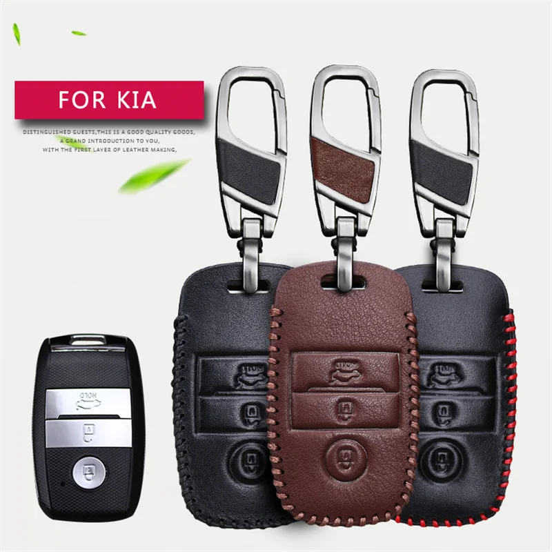 Leather Car Keyring Key Case Cover For Kia Rio Sportage 3 4 2017 2020 k5 Sorento 2021 Niro K5 Soul Cerato Ceed JD Seltos Picanto