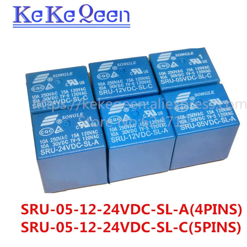 5pcs Power Relays SRU-05VDC-SL-A SRU-12VDC-SL-A SRU-24VDC-SL-A 4PINS SRU-05VDC-SL-C SRU-12VDC-SL-C SRU-24VDC-SL-C 5PIN 15A T70