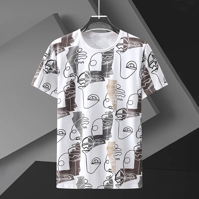 Plus Size 10XL Tshirts Men Oversize Tees Tops Summer Baggy T-shirts Male Streetwear Fashion Abstract Painting Short Sleeve HA073