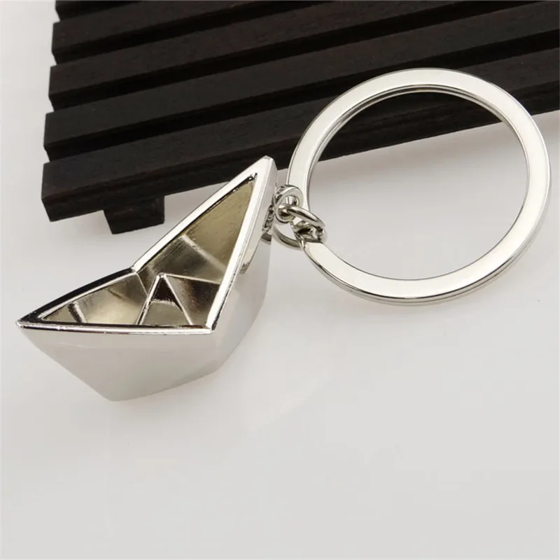 Men's Sailing Paper Boat Lovely Keychain Metal Alloy Boat Key Chains Key Rings Lucky Gift for Sailor Men Women Charms Pendant