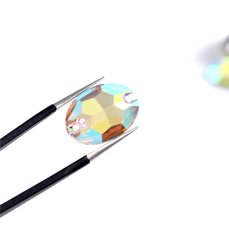 3 formati Ovale Della Resina Cucire Strass di Cristallo AB Argento Flatback Della Resina di Pietra di Cristallo per Cucire Accessori di