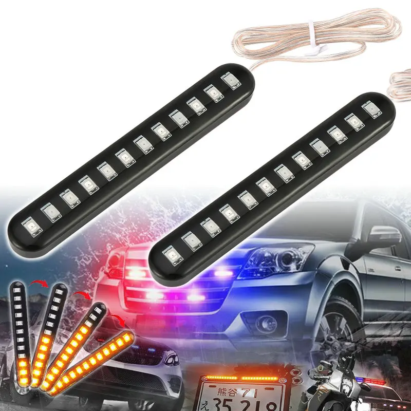 2pcs turn signals motorcycles clignotant moto led Signal Lights Sequential Water Flowing Mini Strips 12 Led flasher Lights