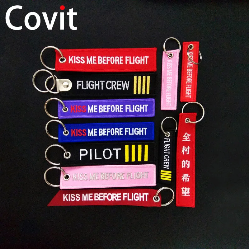 Kiss Me Before Flight Luggage Tag Pilot Men Car Key Ring Women Bag Pendant Flight Crew Keychain Christmas Gift