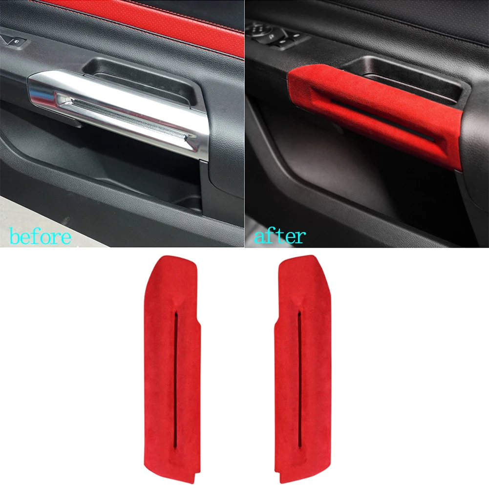 

Car Fur Leather Inner Door Handle Cover Decorative Trims for Ford Mustang 2015-2020