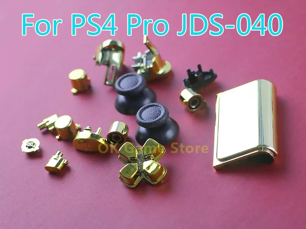 

15sets/lot Chrome Full Set buttons for ps4 pro jds-040 CUH-ZCT2 JDS-040 JDM 040 Thumbsticks Dpad R1 L1 R2 L2 Button