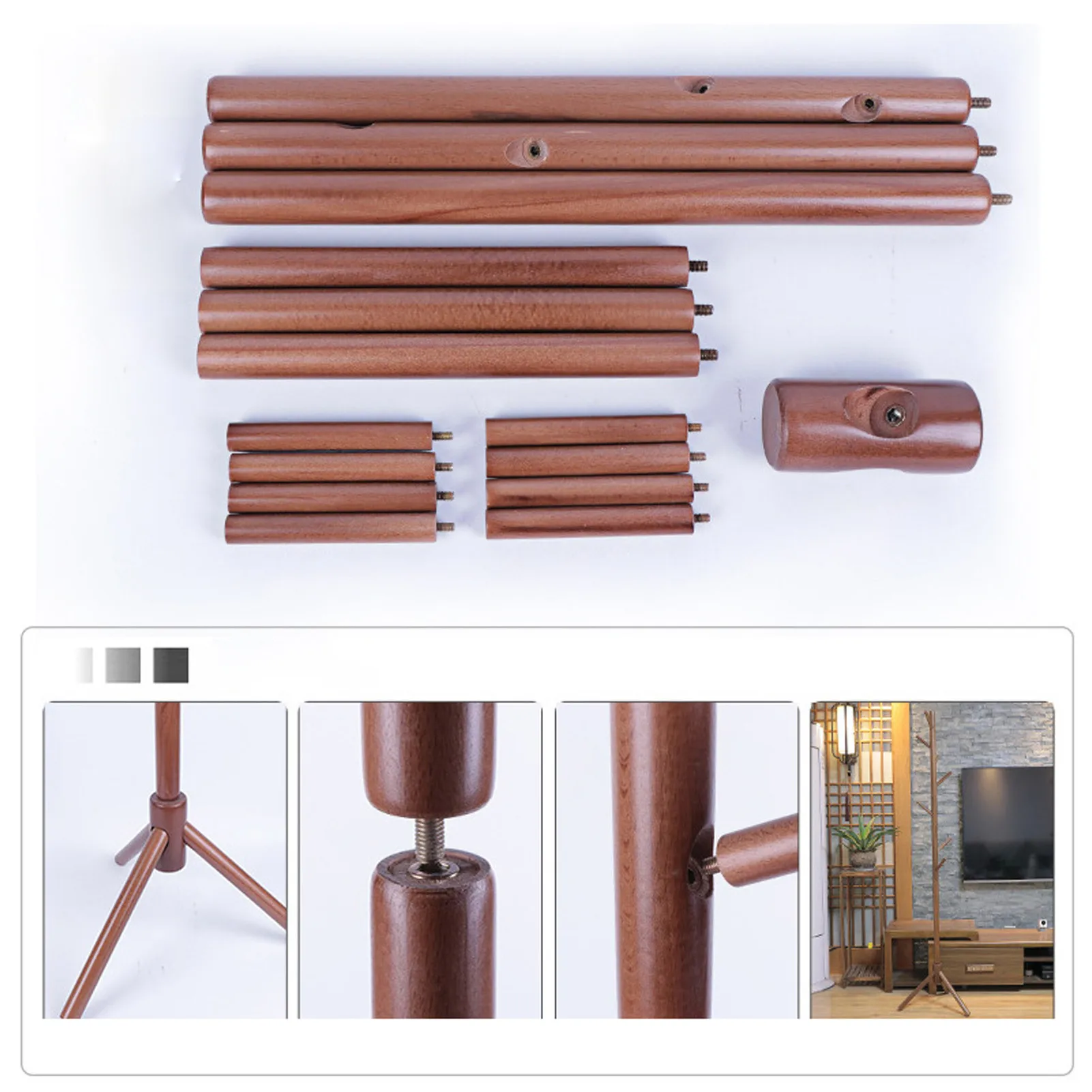 Gỗ Móc Treo Nón Áo Khoác Màn Hình Tầng Đứng Giá Treo 6 Móc Móc Treo Quần Áo Phòng Ngủ Quần Áo Người Tổ Chức