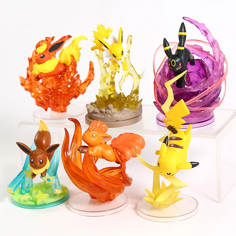 Pokemon Gallery Figures Vol.1 Pikachu Flareon Jolteon Umbreon Eevee Vulpix 6pcs/set