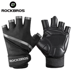 Rockbors ginásio anti-deslizamento de levantamento de peso luvas de fitness metade dedo fitness esportes luvas de proteção construção do corpo masculino mão mitten