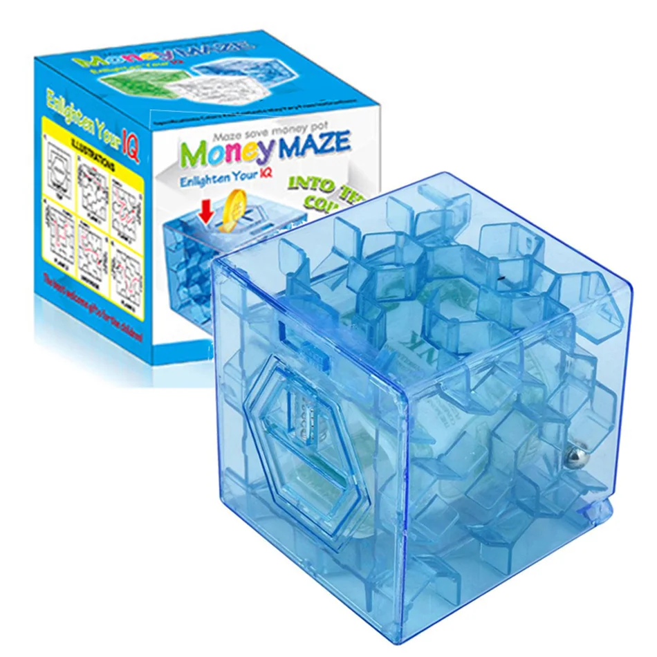 2pcs 3D Mini Speed Cube Maze 6.6cm Magic Cube Money Maze Puzzle Game Brain Learning Balance Educational Toys For Children Adult