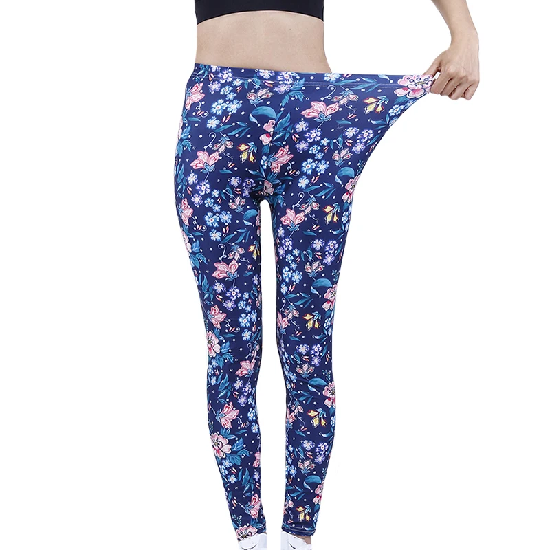 Viianles Sport Leggings 2022 Nieuwe Bloemen Elastische Modieuze Slim Dieptepunt Elastische Hip Lifting Yoga Broek Polyester Gedrukt