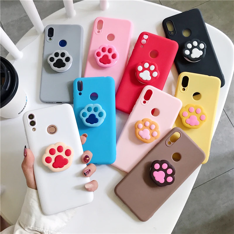 Candy Case Cat Dog Paw Holder Soft TPU Cover For Xiaomi Redmi Note 3 4 4X 5 5A 6 7 8 9T 9 9S 9T 10 10S Pro Max 5G Y1