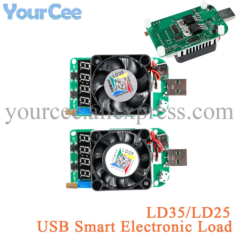 LD25 LD35 USB Electronic Load Tester Multifunctional Digital Display Capacity Battery Tester with Fan Adjustable Current Module