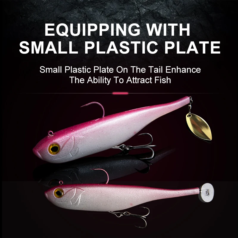 Kingdom 150mm 47g Soft Bait With Spoon&Plastic Tail Sinking Wobbler Artificial Trout Fishing Lures PVC Soft Lure Fishing Tackle