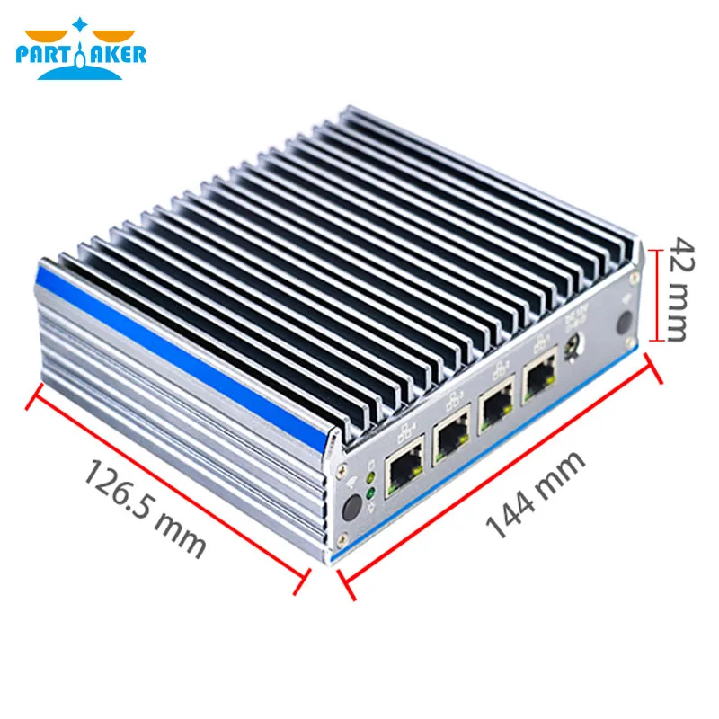 Partaker C5 Fanless Mini PC pfSense Firewall Appliance Quad Core J4125 2.0GHz VPN 4 i211-AT LAN Network Router Onboard 8G EMMC