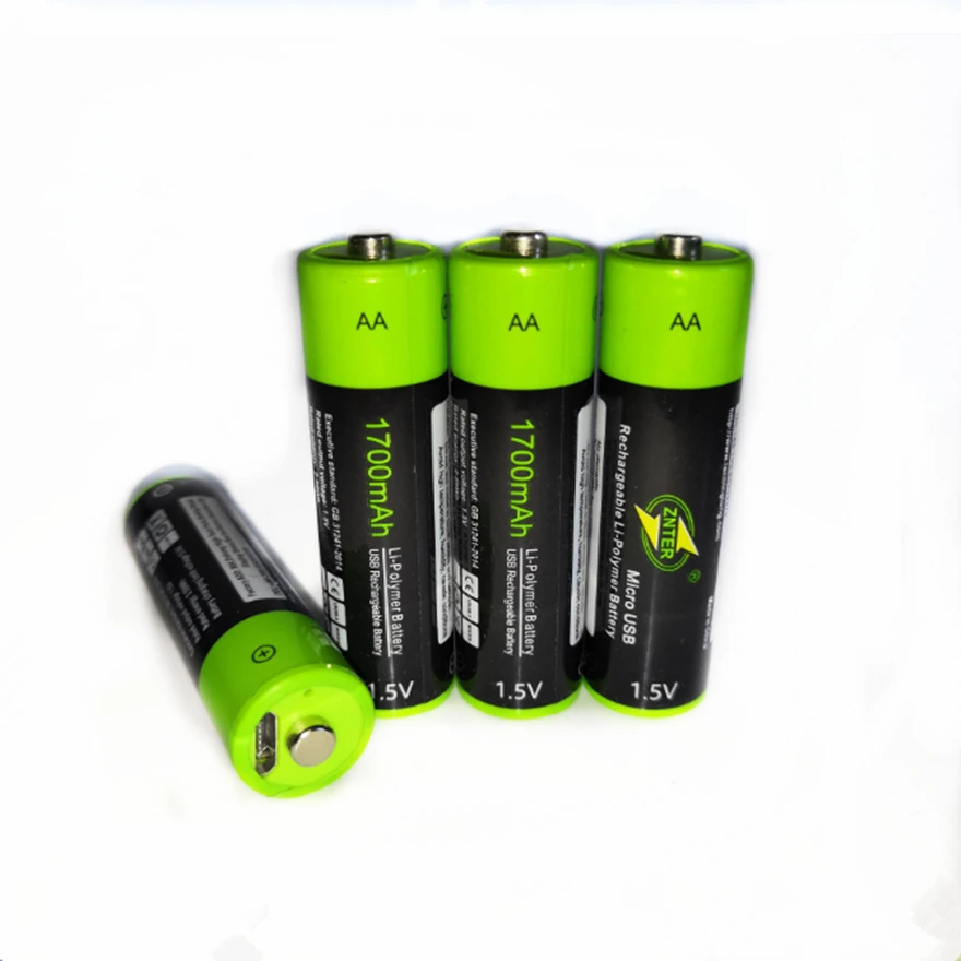 

ZNTER 4PCS USB AA Rechargeable Battery 1.5V 1700mAh Lithium Ion Battery Toy Remote Control Battery Lithium Polymer Battery