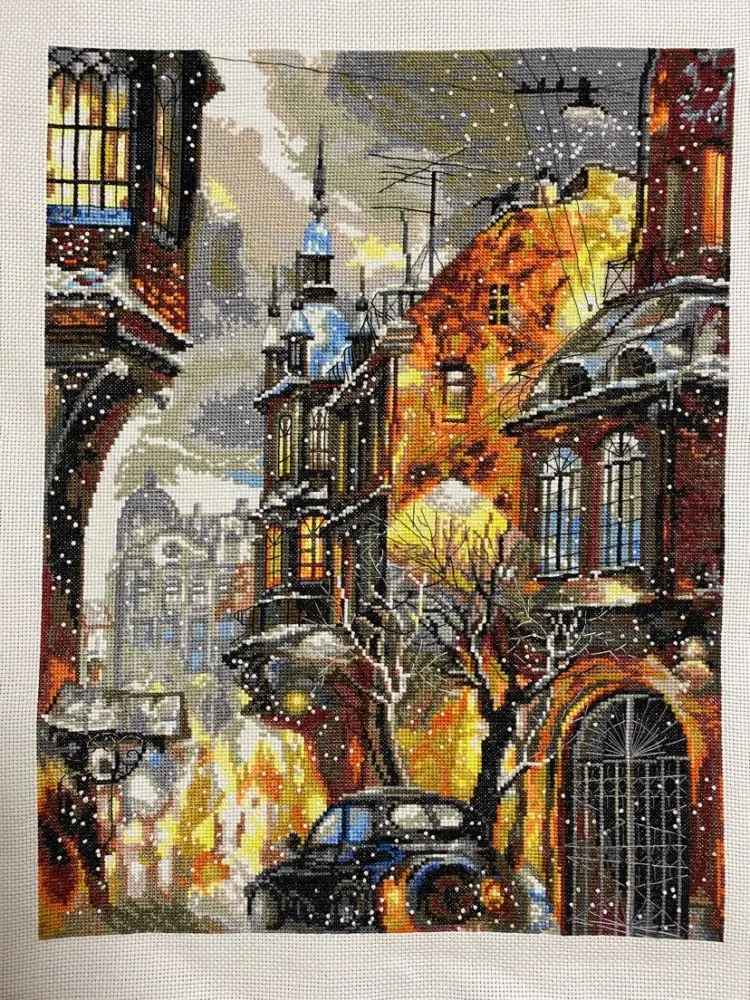 Snow in the city cross stitch kit aida 14ct 11ct count print canvas stitches embroidery DIY handmade needlework