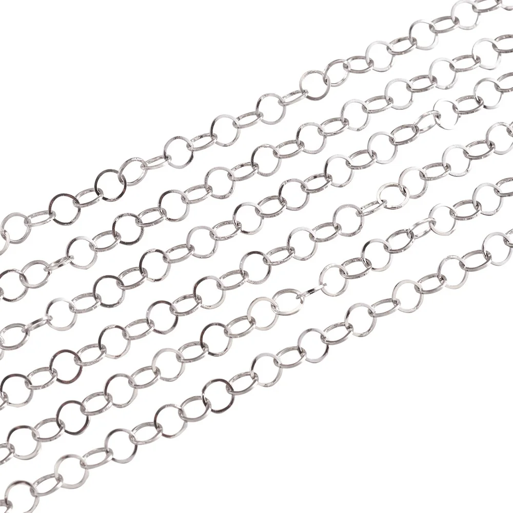 

10meters 5mm Stainless Steel Cable Chains Soldered Rolo Chain Flat Oval Necklace Chains For DIY Jewelry Findings Making Supplies