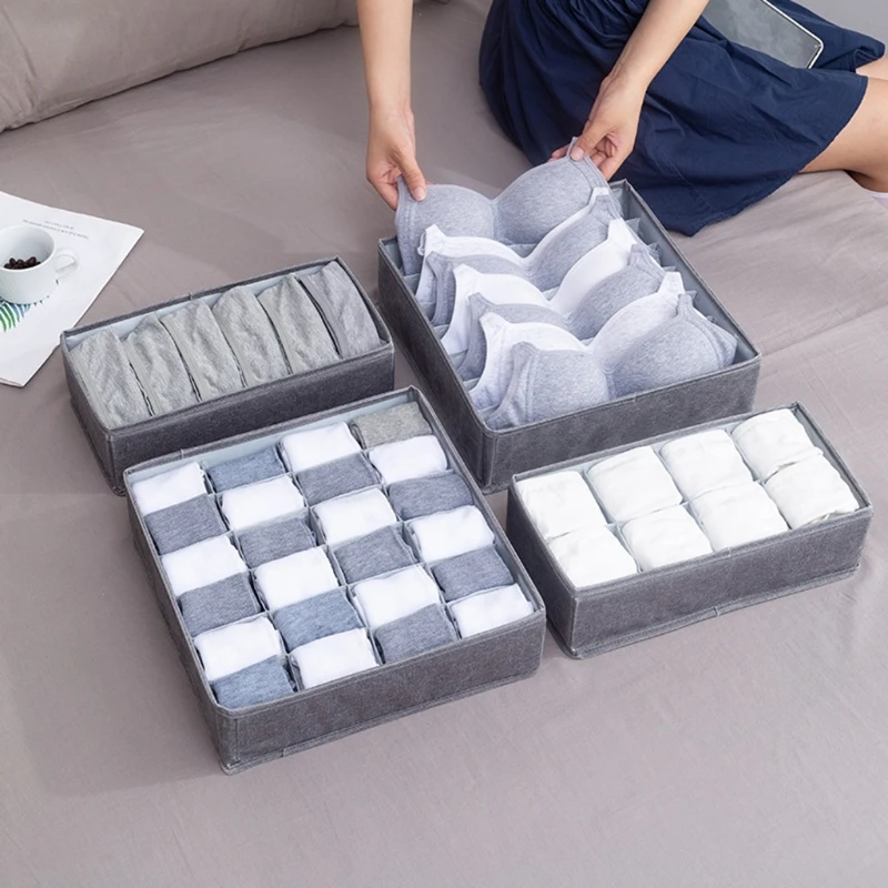 

4Pcs/Set Foldable Drawer Organizer Clothes Socks Underwear Dividers Bra Lingerie Ties Household Collapsible Storage Box