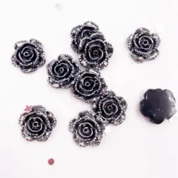 14mm pistola in resina rosa Flatback fiore gemme di pietra Scrapbook figurine di nozze ornamenti Applique artigianato fai da te OL082