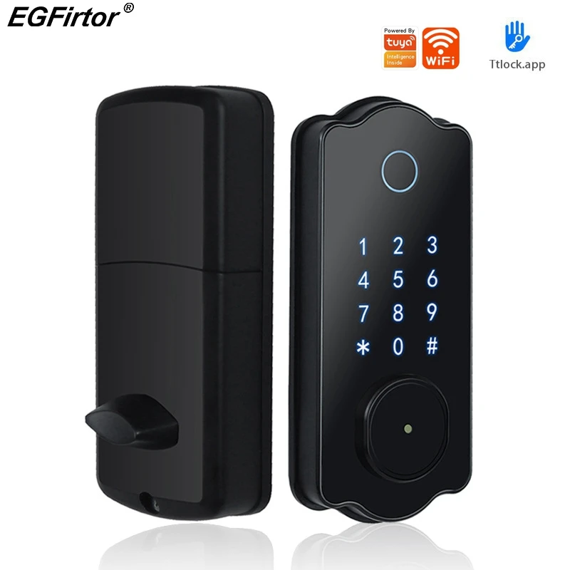 

Tuya Fingerprint Smart Deadbolt Lock TTLock Bluetooth Electronic Password IC Card Unlock Anti-theft Keyless Single Latch Lock