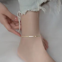 Decoration On Foot Silver Chain 925 Anklet Woman Leg Bracelet For Occasion 925 Gold Color Fashion Summer Accessories For Jewelry