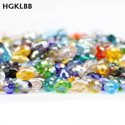 HGKLBB Rice grains Upscale Austrian crystal beads 50pcs 6*8mm oval shape Loose Glass beads Jewelry making bracelet Necklace DIY