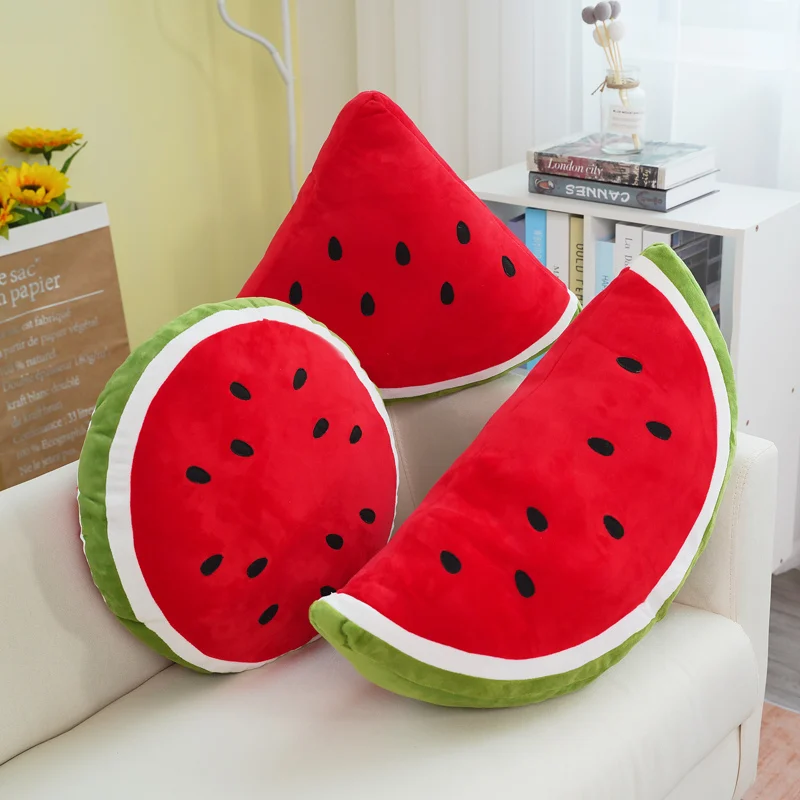 New Simulation Watermelon Plush Pillow Soft Stuffed Plush Real Life Fruits Toy Down Cotton Stuffed Plants Plush Decor Kids Gift