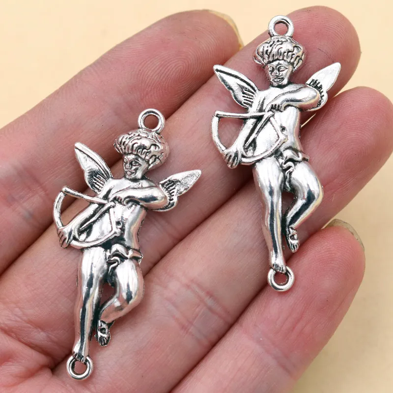 8pcs Cupid Angel Wings Pendant, Eros Charm, Angel Charms, DIY Jewelry Connectors Charm，Woman Gift Handmade 45*21mm A1463