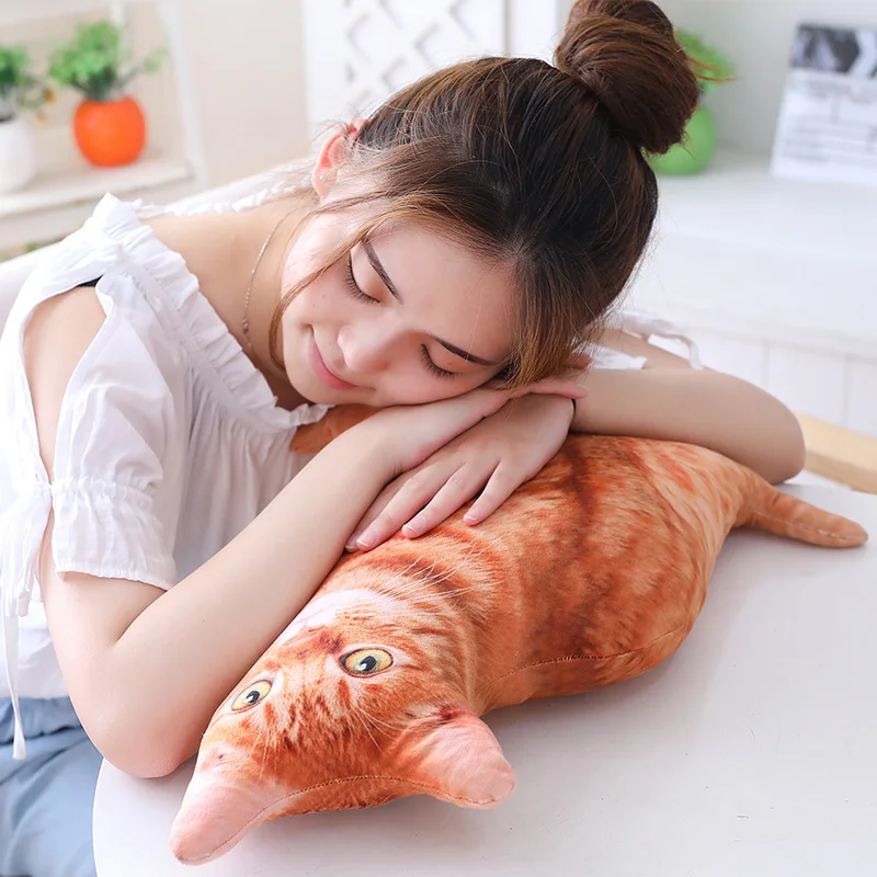 1PC 50CM 3D Simulation Cats Pillow, Cute Cat Washable Plush Stuffed Pillow, Kids Toy, Sofa Pillow, Home Decoration