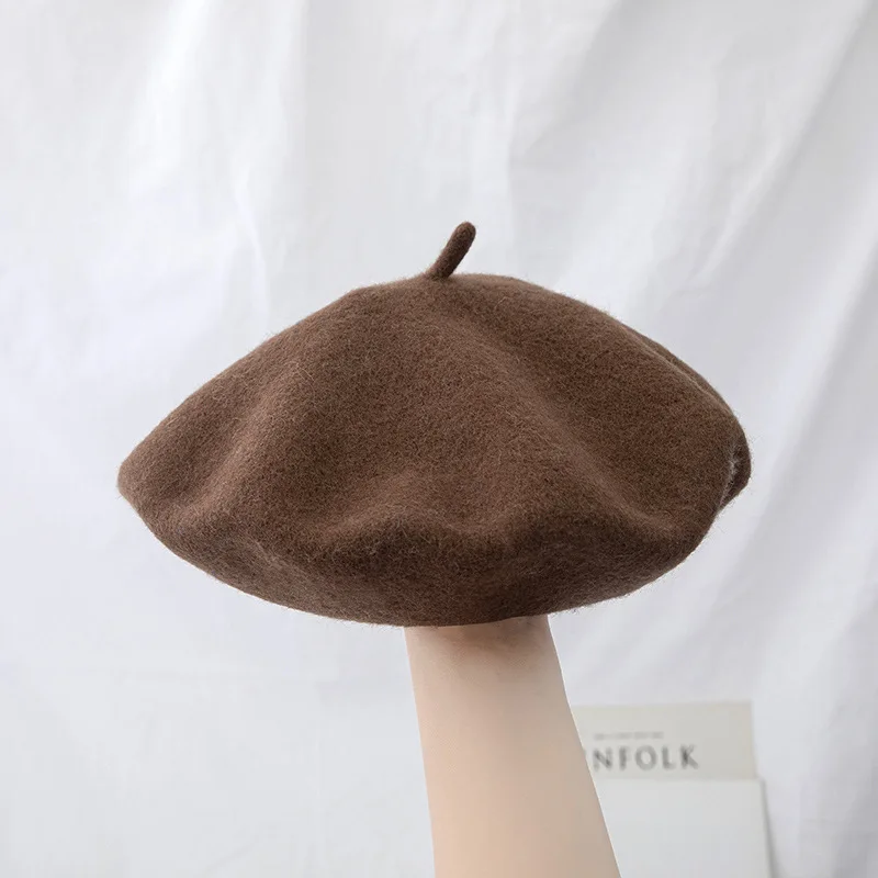 100% Wool beret hat New winter 25 Color thickened Woolen Artist cap British Hepburn French Pumpkin hats For Girl women Ladies