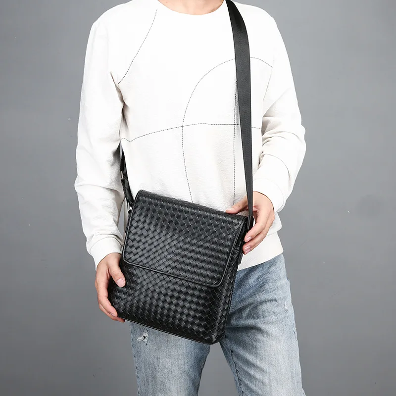 New Fashion Men's Business Shoulder Bag Woven Casual Cross body Bag Male Messenger Bag Travel Bag