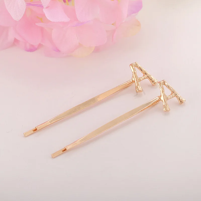 2021 New fashion Simple European American all-match golden letter folder clip Barrettes DIY hair accessories Headwear jewelry image 2