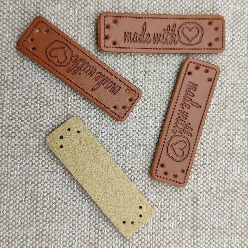 Hand Made With Love Labels For Clothing Sewing Made With Heart Tags For Clothes Gift Handmade Leather Label For Handwork