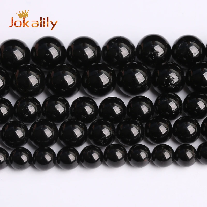 Natural Black Tourmaline Beads Hight Quality Stone Round Loose Beads For Jewelry Making DIY Bracelets Necklace 4 6 8 10 12mm 15