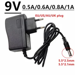 9V DC5.5mm 0.5A 0.6A 0.8A 1A AC/DC Adaptor 500mA 600mA 800mA 1000mA Power Adapter Supply Universal EU US UK AU Plug Adaptador